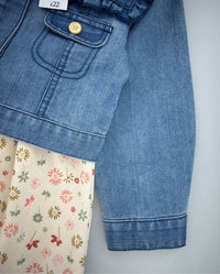 Ensemble 2 Pièces : Veste en Jean & Robe Fleurie - Bébé Fille (George) + Collant GRATUIT