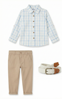 Ensemble 3 Pièces Tommy Bahama : Chemise à Carreaux, Chino & Ceinture